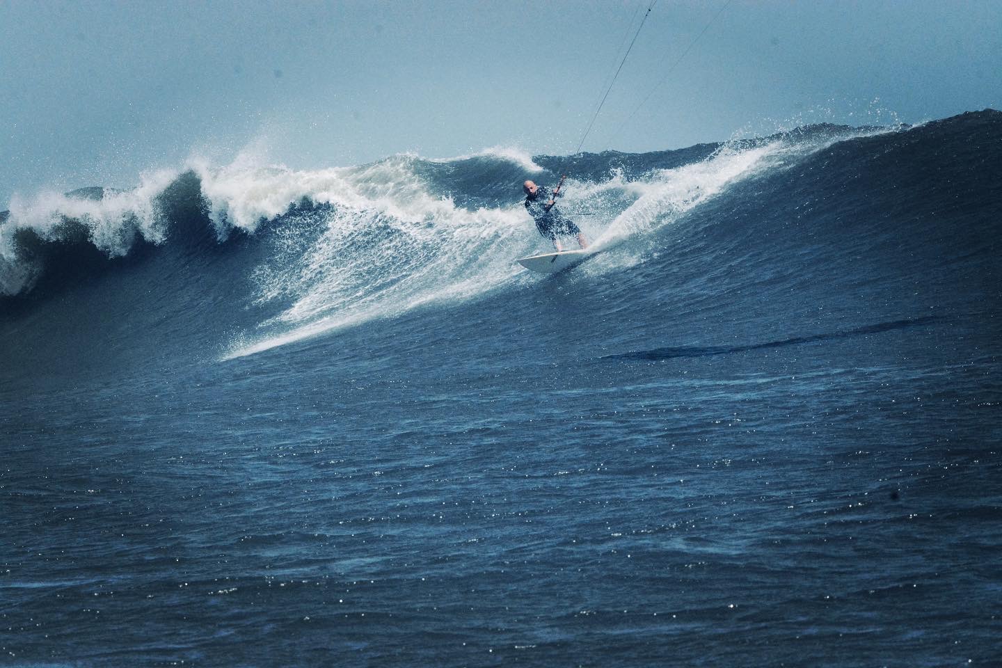 Kitesurfing on the ocean